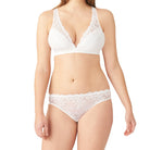 Wacoal Embrace Lace Wire Free Bra 852191 Wacoal Embrace Lace Bikini 64391  Effortless elegance is easy to achieve with this wire free lace bra. Seamed cups that shape and support for a pretty look along with straps that convert to racerback make this comfortable lace bra the one to have in your collection. The Embrace Lace Wire Free Bra makes an excellent bridal shower gift when paired with the Embrace Lace Bikini.