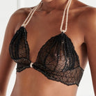 Bracli Sydney Bra is made from fine Italian lace with a golden lurex highlight and double strand of pearls.