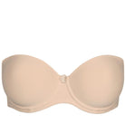 Tom strapless bra with seamless bandeau cup. The straight back has a wider elastic band that, in combination with the fabric, provides additional support. It can be worn strapless, halter neck or as a regular bra. Café Latte is a delicate neutral and a must-have in every lingerie drawer. Style: 0120828CAL 