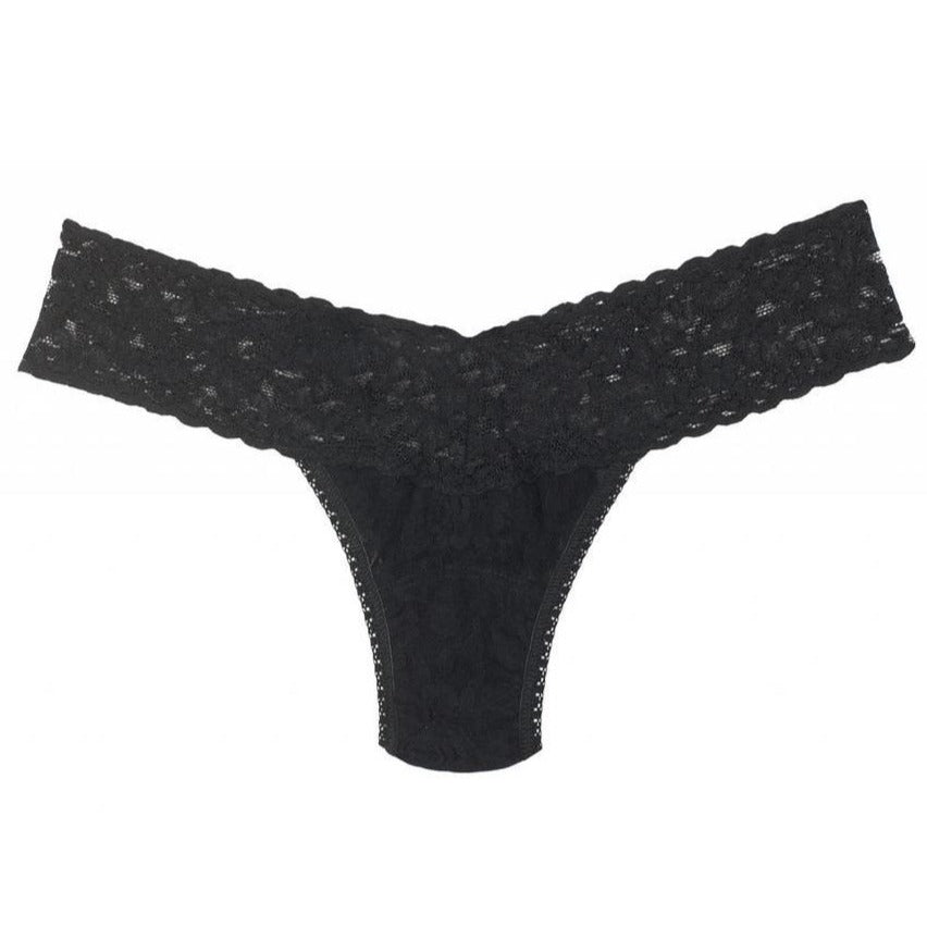 Black stretch lace thong